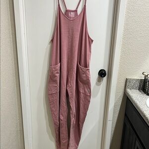 Pink Sleeveless Jumpsuit with Pockets